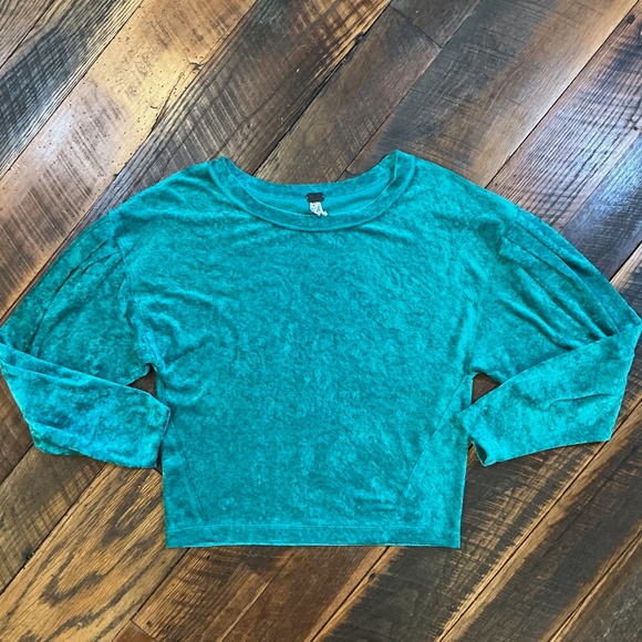 Free People We The Free Milan Crushed Velvet Pullover Women’s XS | Teal Blue - Picture 2 of 9